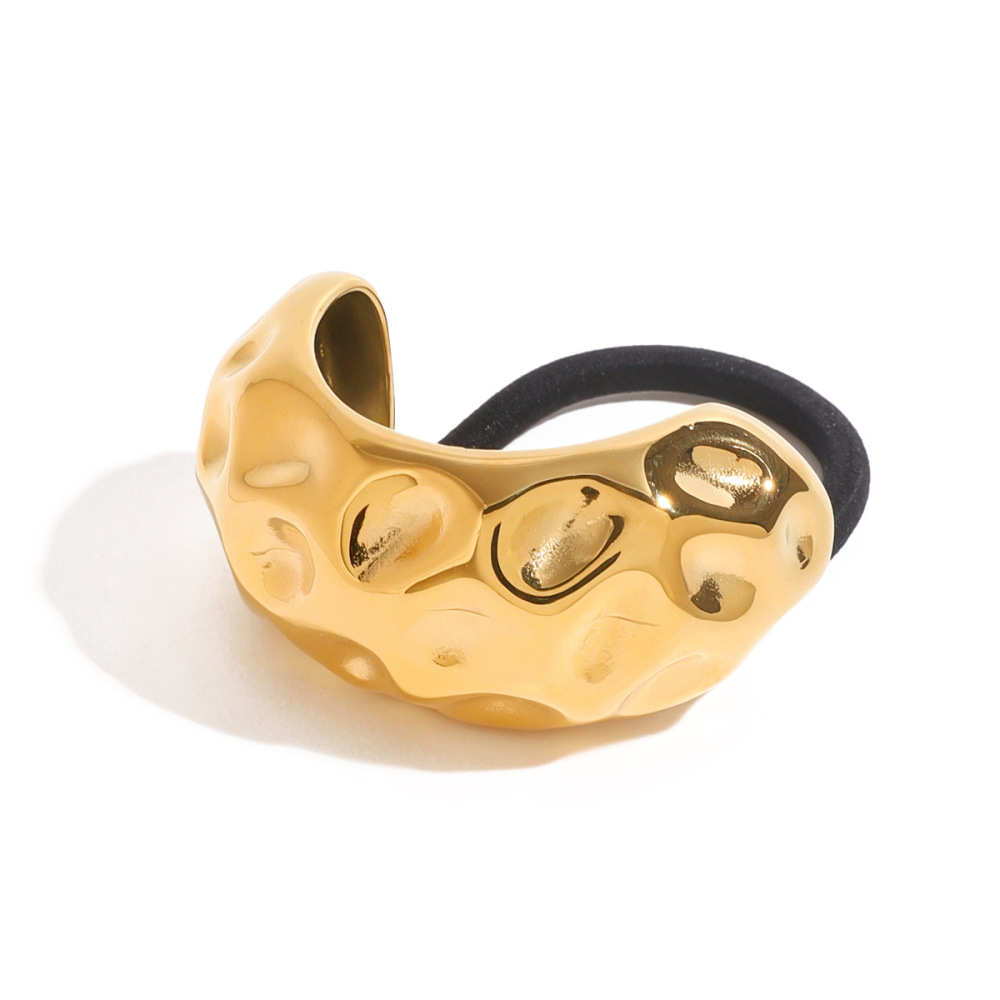 1 Pair Simple Series Daily Letter Stainless Steel Gold Plated Women Hair Bobbles h5Picture4