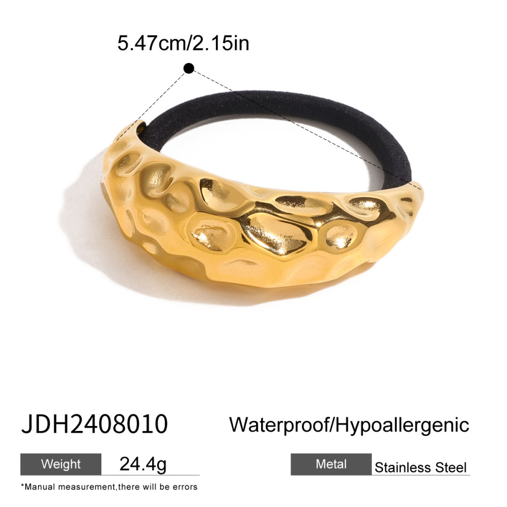 1 Piece Irregularly Shaped Hammered Stainless Steel Hair Tie h5Picture6