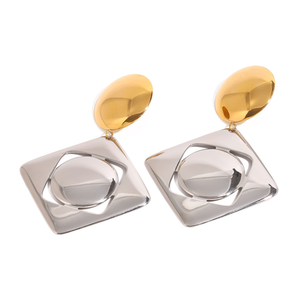1 Pair Square Shape Stainless Steel Waterproof Mixed Color Drop Earrings h5Picture4