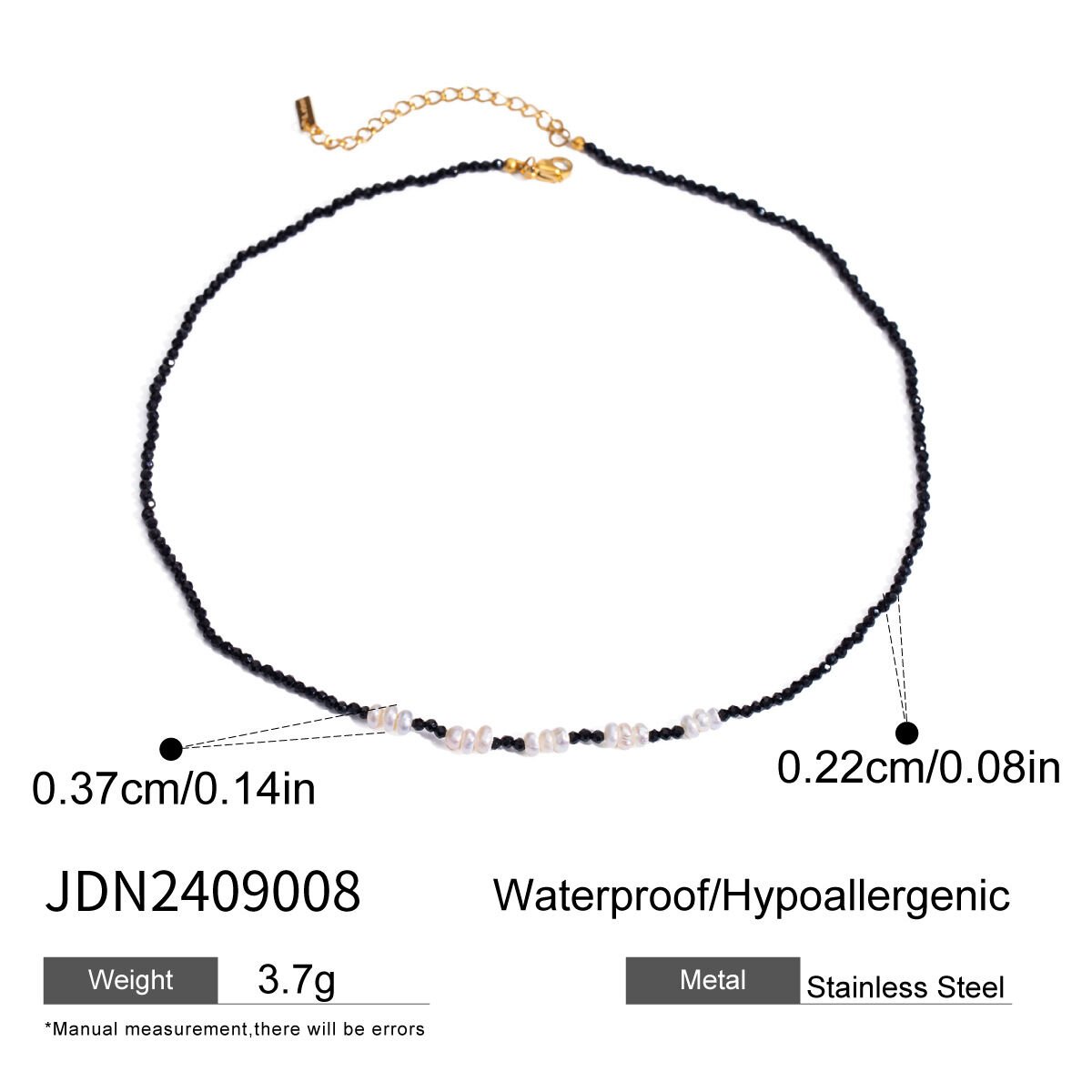 1 pieza de collar de cuentas diarias de serie simple de acero inoxidable chapado en oro de 18 quilates con cristales para mujer h5 Imagen2