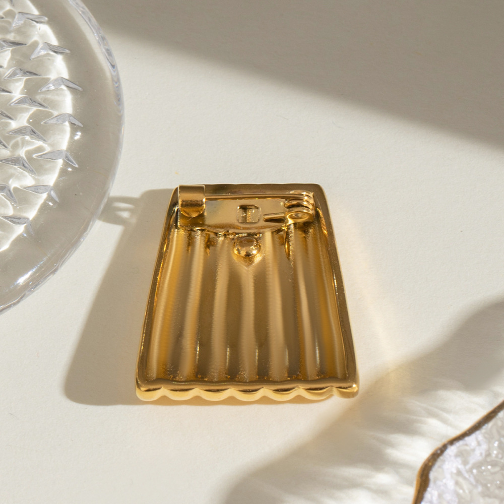 1 Pair Simple Series Classic Geometric Stainless Steel Gold Plated Women Brooches h5Picture2