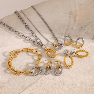 1 Piece Fashionable Classic Style Twist Shape Stainless Steel Gold Plated Women's Earrings Set h5 Picture2