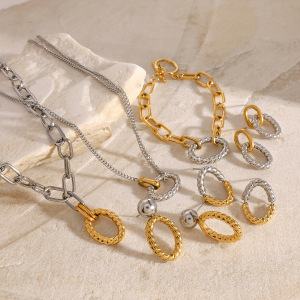 1 Piece Fashionable Classic Style Twist Shape Stainless Steel Gold Plated Women's Earrings Set h5 Picture3