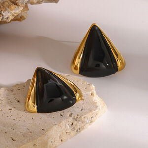1 pair simple series daily geometric stainless steel gold plated women stud earrings h5