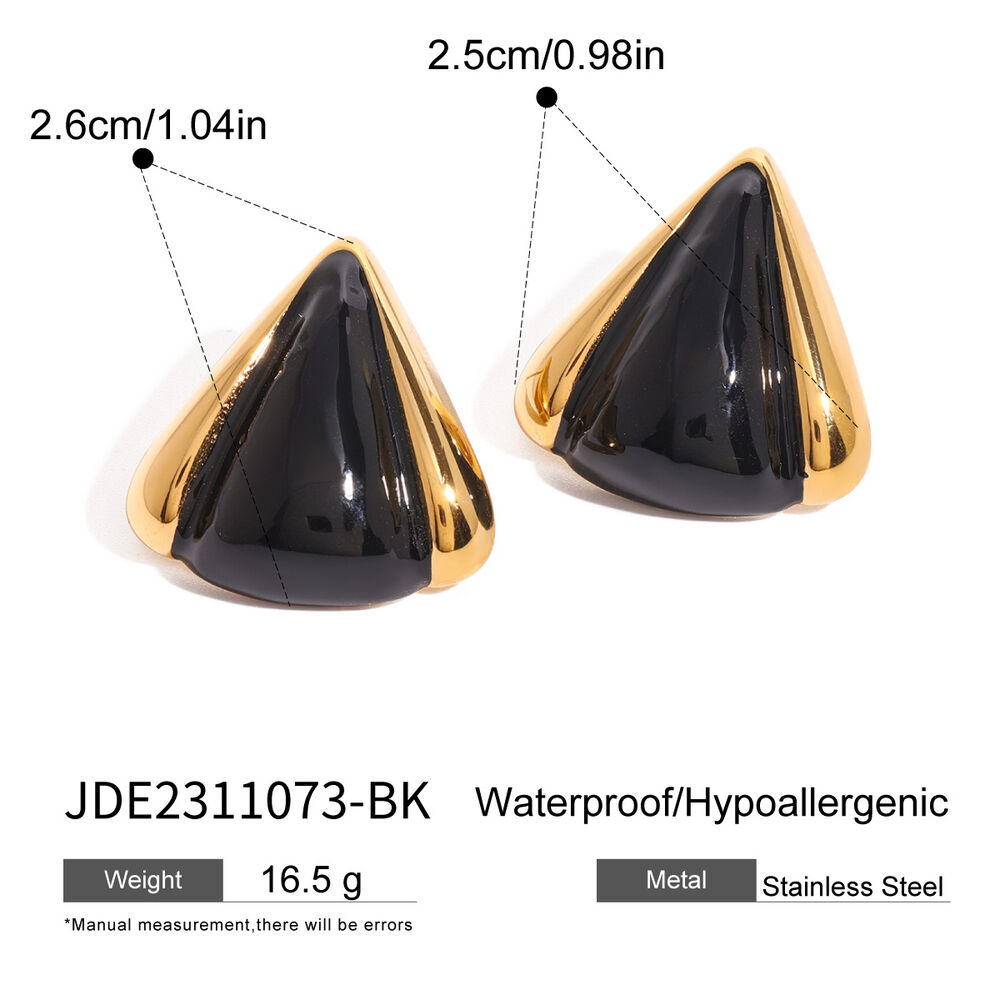 1 pair simple series daily geometric stainless steel gold plated women stud earrings h5Picture2