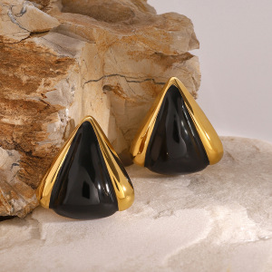 1 Pair Simple Series Daily Geometric Stainless Steel Gold Plated Women Stud Earrings h5 Picture2