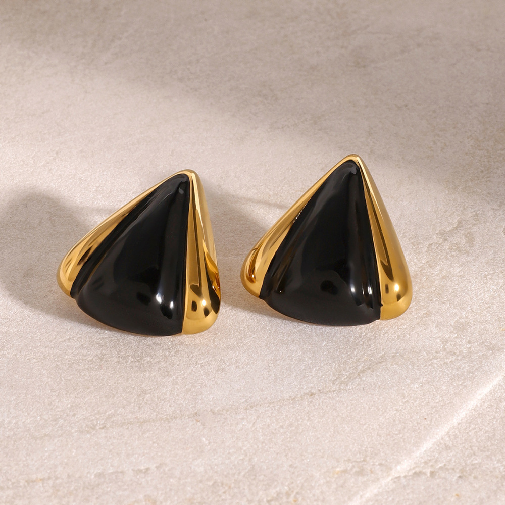 1 Pair Simple Series Daily Geometric Stainless Steel Gold Plated Women Stud Earrings h5Picture3