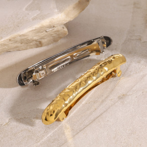 1 Paio Di Fermagli Per Capelli Da Donna In Acciaio Inossidabile Placcato Oro 18K, Serie Semplice, Geometrici Giornalieri h5 Immagine2