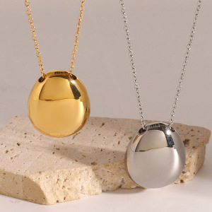 1 Piece Simple Series Simple Solid Color Stainless Steel  Gold Plated Women Pendant Necklaces h5 Picture2