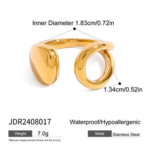 1 Piece Solid Color Stainless Steel Waterproof Gold Color Minimalist Ring h5 Picture2
