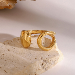 1 Piece Solid Color Stainless Steel Waterproof Gold Color Minimalist Ring h5 Picture2