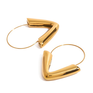 1 Pair Simple Series Casual Geometric Stainless Steel Gold Plated Women Hoop Earrings h5 Picture4
