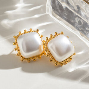 1 pair simple series retro geometric stainless steel gold plated women stud earrings h5