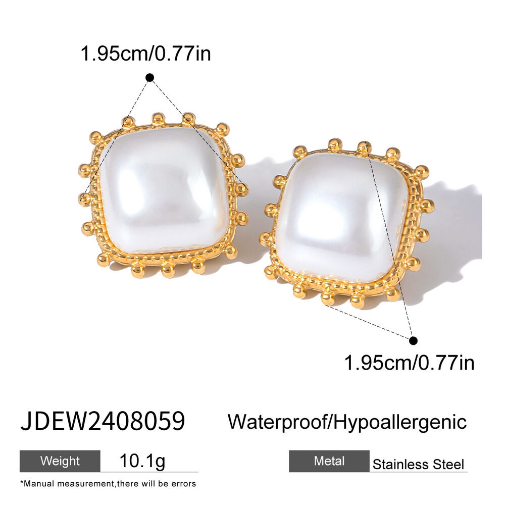 1 pair simple series retro geometric stainless steel gold plated women stud earrings Picture2