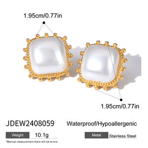 1 pair simple series retro geometric stainless steel gold plated women stud earrings h5 Picture2