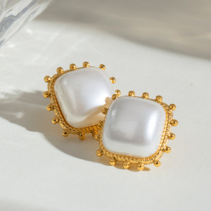 1 Pair Simple Series Retro Geometric Stainless Steel Gold Plated Women Stud Earrings h5 Picture4