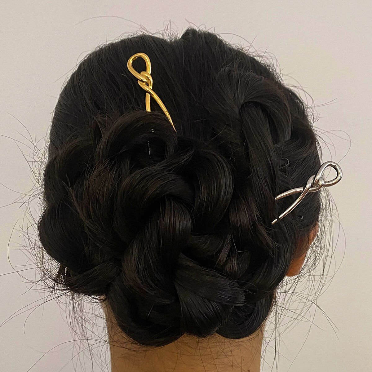 1 paio di fermagli per capelli da donna Simple Series Daily Twist in acciaio inossidabile placcato oro 18K h5 
