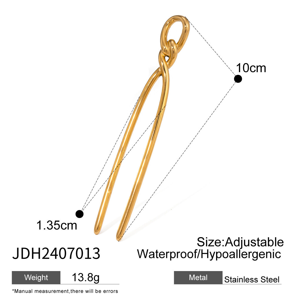 1 paio di fermagli per capelli da donna Simple Series Daily Twist in acciaio inossidabile placcato oro 18K Immagine2
