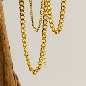 1 Piece Fashion Hip-Hop Style Solid Color Stainless Steel Waterproof 14K Gold Plated Unisex Chain Necklace h5 Picture3