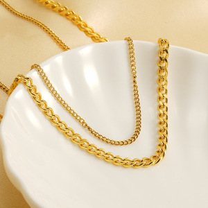 1 Piece Fashion Hip-Hop Style Solid Color Stainless Steel Waterproof 14K Gold Plated Unisex Chain Necklace h5 Picture4