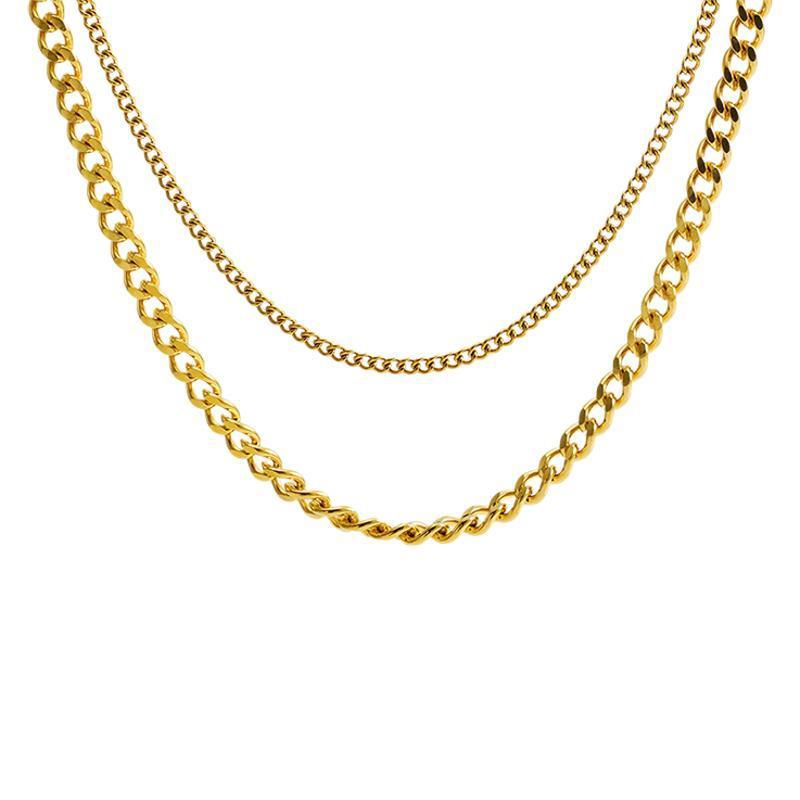 1 Piece Fashion Hip-Hop Style Solid Color Stainless Steel Waterproof 14K Gold Plated Unisex Chain Necklace Picture5