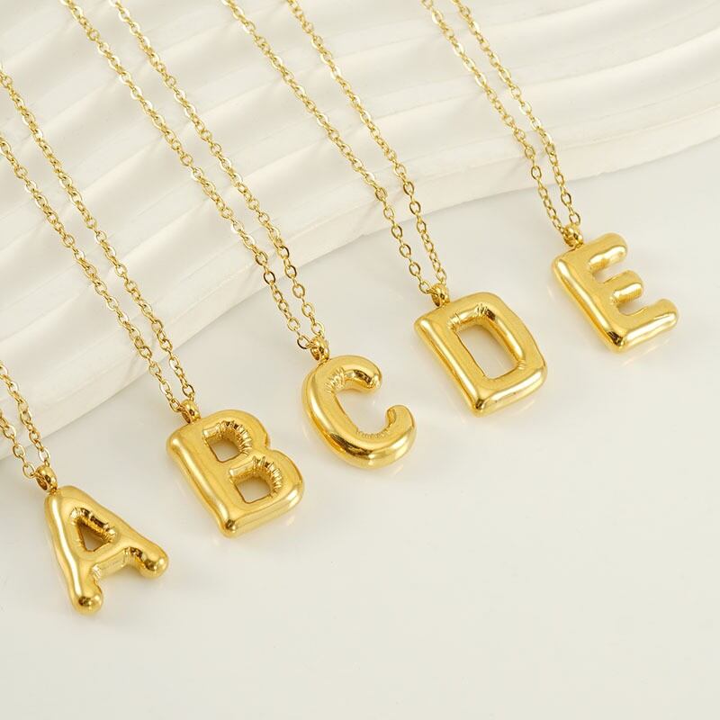 1 piece simple series simple letter titanium steel gold plated women pendant necklaces