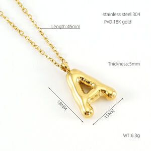 1 piece simple series simple letter titanium steel gold plated women pendant necklaces h5 Picture2