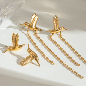 1 Pair Ethnic Series Retro Animal Stainless Steel Gold Plated Women Dangle Earrings h5 Picture2