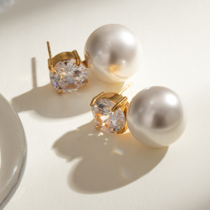 1 Pair Simple Series Elegant Geometric Stainless Steel  Gold Plated Artificial Pearl Women Stud Earrings h5 Picture3