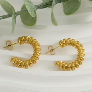 1 Pair Retro Simple Style Twist Shape Stainless Steel  Gold Plated Women's Stud Earrings h5 Picture3