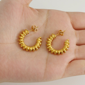 1 Pair Retro Simple Style Twist Shape Stainless Steel  Gold Plated Women's Stud Earrings h5 Picture4