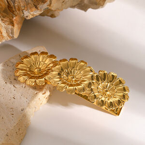 1 pair romantic series retro flower stainless steel gold plated women hair clips h5