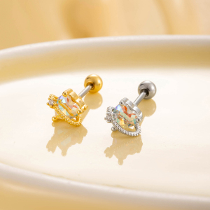 1 Piece Simple Series Simple Heart Titanium Steel No Plating Material Zircon Women Piercing Earrings h5 Picture2