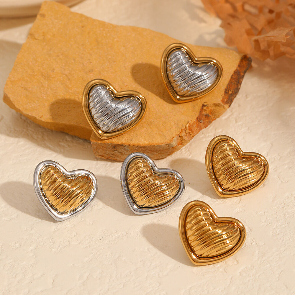 1 paire de boucles d'oreilles à tige en acier inoxydable plaqué or  pour femme, série simple, haut de gamme 
