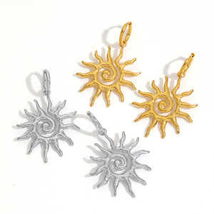 1 Pair Style Sun/Moon Gold Plated Drop Earrings h5 Picture3