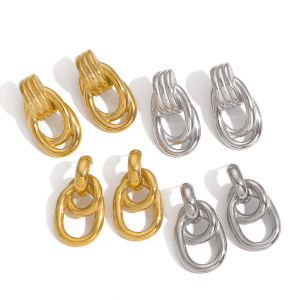 1 Pair Retro Geometric  Gold Plated Stud Earrings h5 Picture3