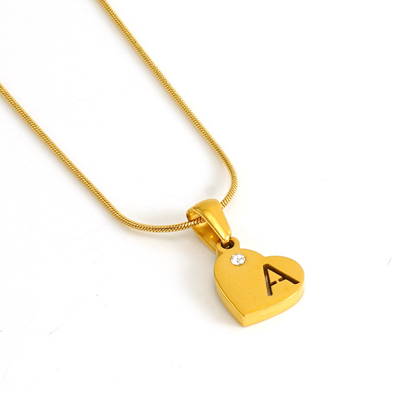 1 Piece Simple Series Simple Letter Stainless Steel  Gold Plated Crystal Unisex Pendant Necklaces Picture4