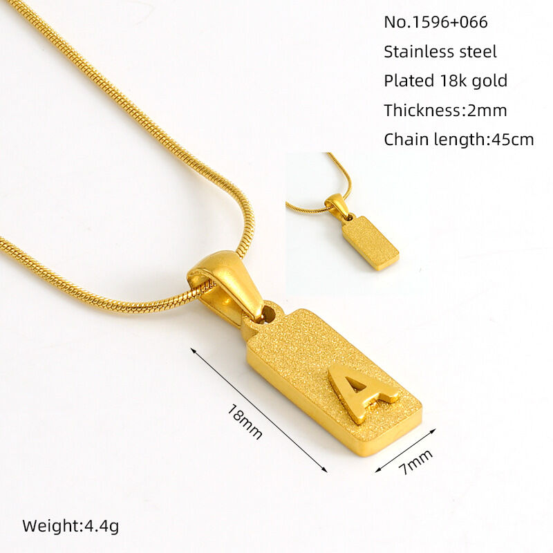 1 stuk eenvoudige serie hip-pop/rock letter roestvrij staal verguld unisex hanger kettingen Afbeelding2