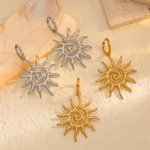 1 Pair Style Sun/Moon Gold Plated Drop Earrings h5 Picture2