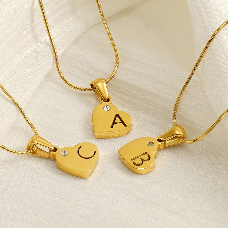 1 Piece Simple Series Simple Letter Stainless Steel  Gold Plated Crystal Unisex Pendant Necklaces Picture3