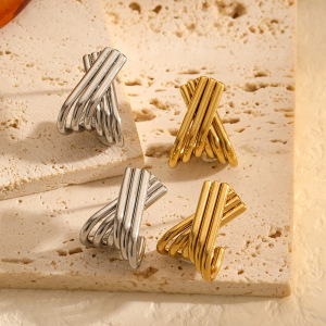 1 Paio Di Orecchini A Bottone Patchwork Placcati Oro  h5 Immagine2