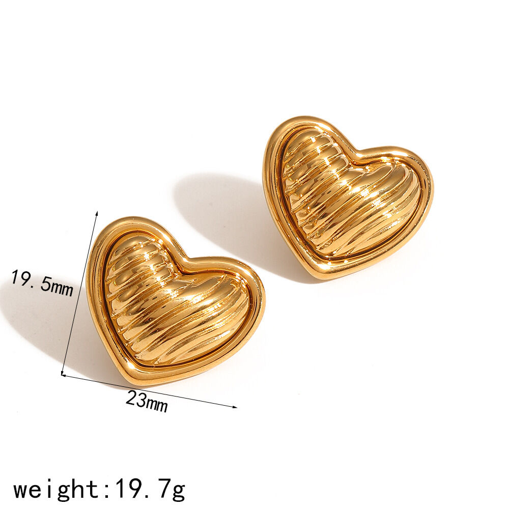 1 paire de boucles d'oreilles à tige en acier inoxydable plaqué or  pour femme, série simple, haut de gamme h5 Image2