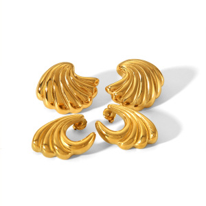 1 Paio Di Orecchini A Bottone Geometrici Semplici Della Serie Giornaliera Placcati In Oro 18K h5 Immagine5