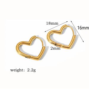 1 Pair Of Simple Classic Gold-Plated Stainless Steel Geometric Heart Earrings For Women's Jewelry For Daily Wear h5 Picture4