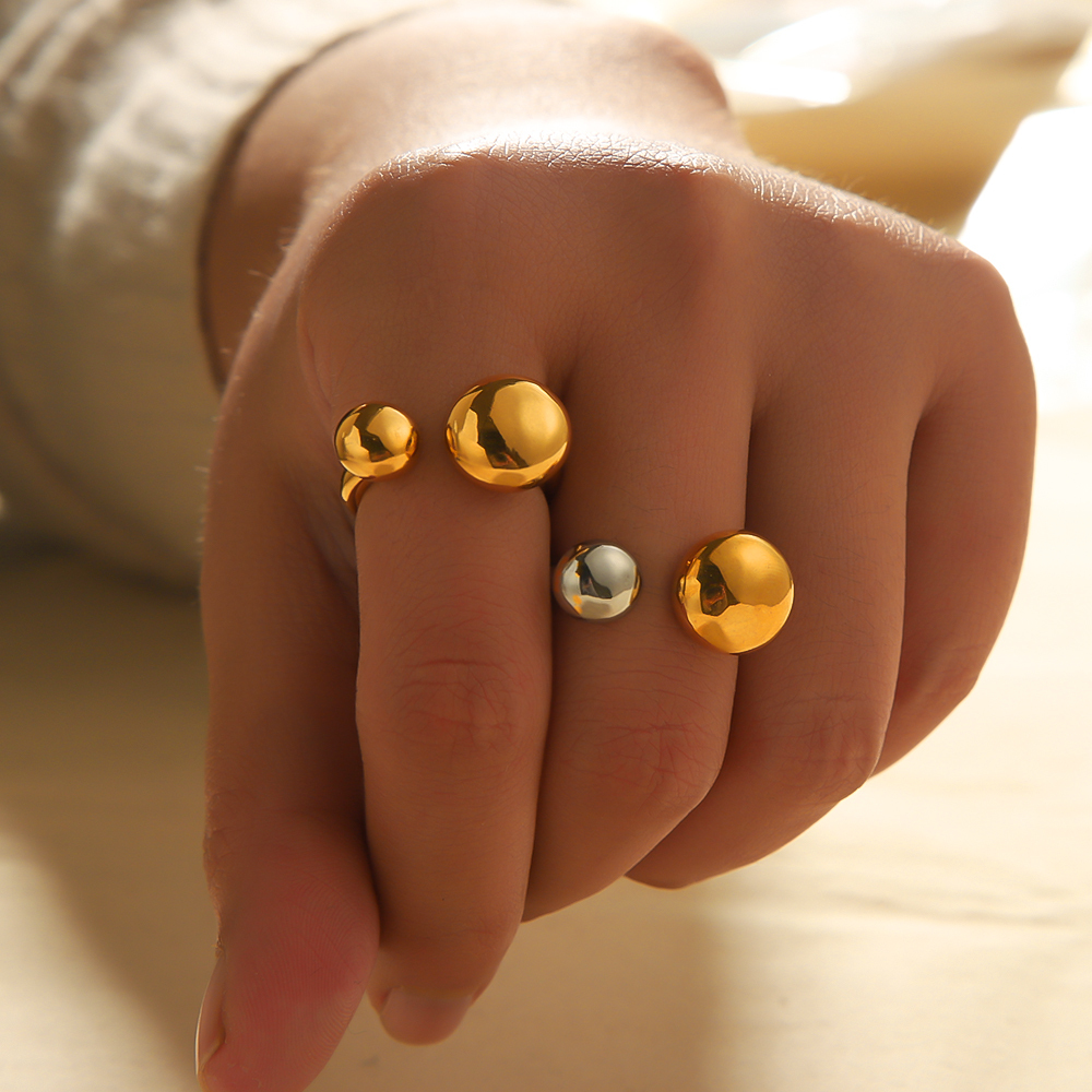 1 Piece Of Stylish And Elegant  Gold-Plated Stainless Steel Geometric Round Open Ring Suitable For Women's Daily Wear Picture2