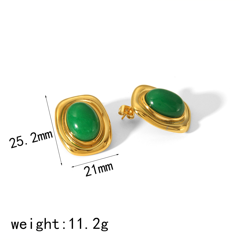 1 paire de boucles d'oreilles classiques en acier inoxydable plaqué or  avec pierre œil de tigre géométrique carrée pour un usage quotidien pour femme h5 Image2