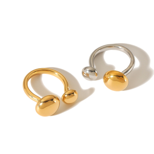 1 Piece Of Stylish And Elegant  Gold-Plated Stainless Steel Geometric Round Open Ring Suitable For Women's Daily Wear h5 Picture4