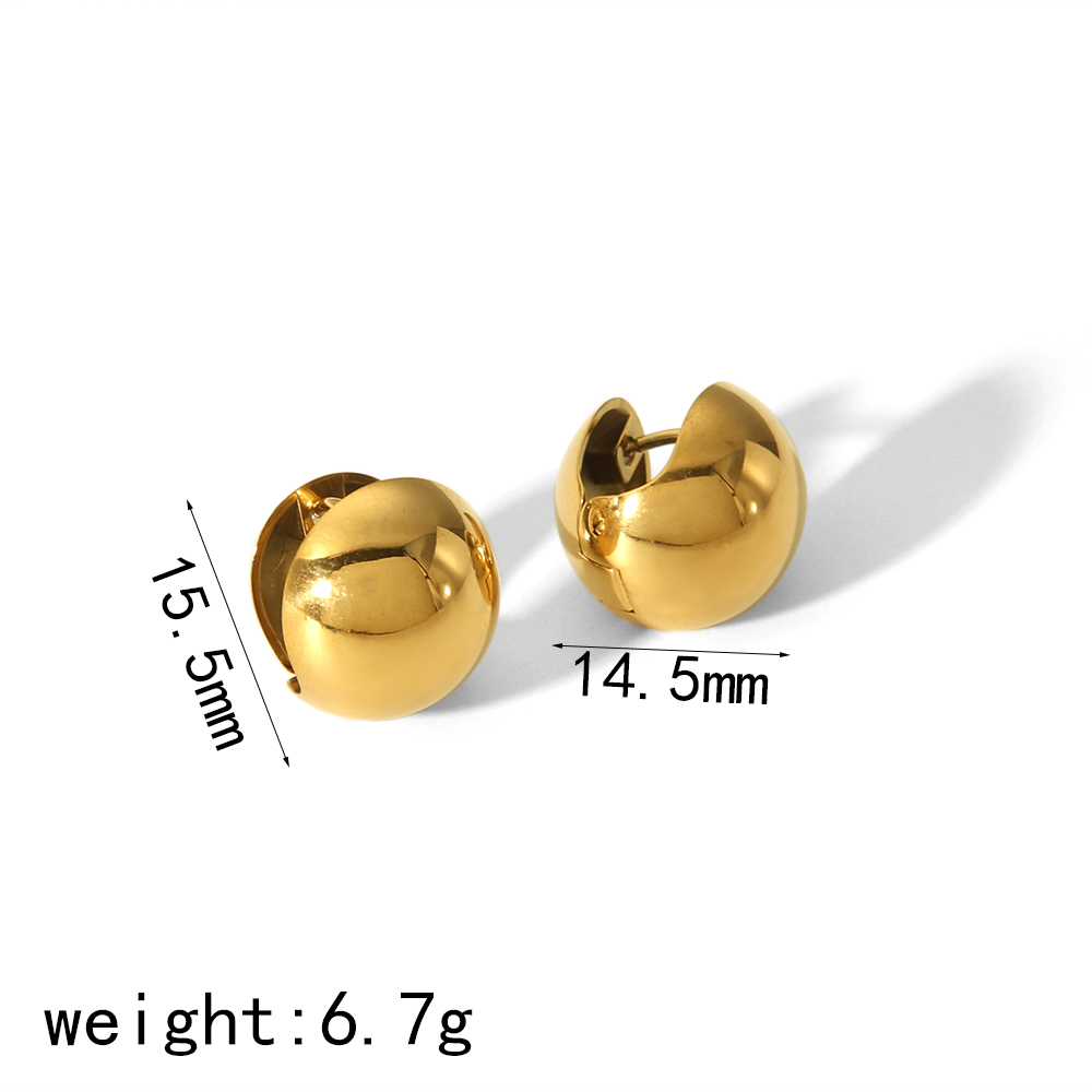 1 pair of simple and stylish  gold-plated stainless steel smooth spherical double-sided ear clips suitable for women's daily wear Picture2