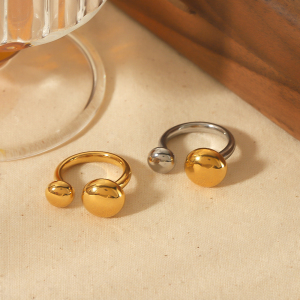 1 Piece Of Stylish And Elegant  Gold-Plated Stainless Steel Geometric Round Open Ring Suitable For Women's Daily Wear h5 Picture3
