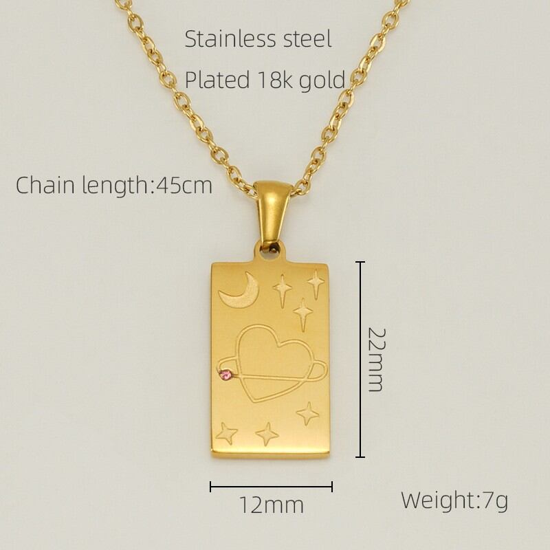 1 piece classic series retro sun/moon titanium steel  gold plated unisex pendant necklaces Picture2